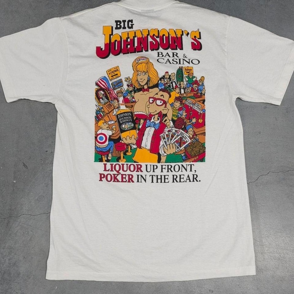 80s Vintage Big Johnson Bar And Casino Sex Joke Humor tee size medium NOS